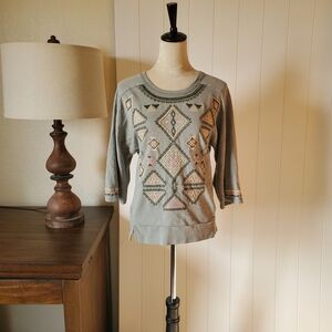 Sonoma Embroidered Knit Top in Olive